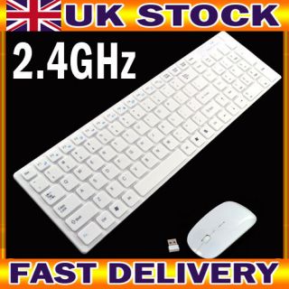   White Wireless Keyboard And Mouse Set for Apple Mac PC/Laptop Nano USB
