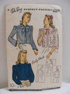 Vtg 1940s Dubarry Bedroom Night Jacket Sewing Pattern Small 30 32 