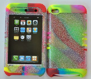   RUBBER + COVER CASE SKIN FOR APPLE IPOD TOUCH 4 4th NEW GLITTER