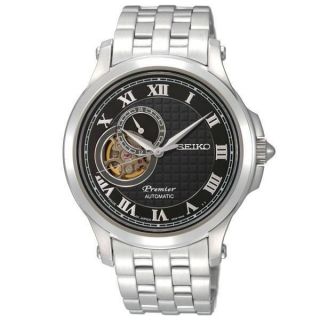 BRAND NEW MENS SEIKO PREMIERE AUTOMATIC SSA023 STAINLESS STEEL BLACK 