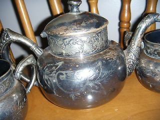   Quadruple Silverplate Teapot Vintage antique Jennings Bros Tea set