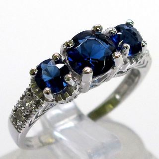 AWESOME 1.5CT SAPPHIRE 925 STERLING SILVER FILIGREE RING SIZE 6