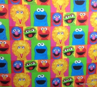 Sesame Street Elmo Big Bird Cookie Blue Monster Ernie Patch Curtain 