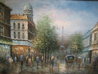 Original ~ Paris Parisian French Street Scene Painting on Canvas