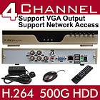 4Channel CCTV DVR Audio Video Security DVR System 500GB Hard Drive 