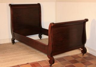 Beautiful Antique 1890s Mahogany Empire Single/Twin Sleigh Bed Frame 