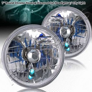 Universal 7 Round Sealed Beam Replacement Headlights Lamps+H4 Bulbs 
