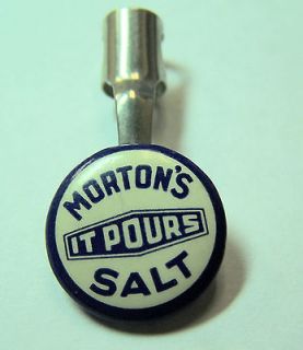 Old Metal ADV Pencil Clip Mortons Salt It Pours Look