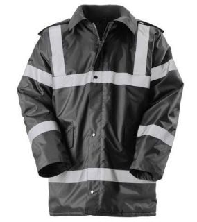   Hi Vis Black Navy Security Guard Coat Jacket Mens High Viz Waterproof