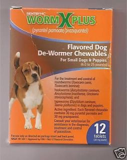 WORM X PLUS DE WORMER FOR SMALL DOGS SEALED 12 TABLETS NEW