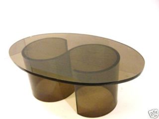 Shaped Smoked Lucite , Coffee Table,Circa 1970s