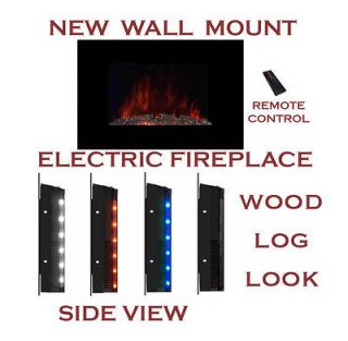 NEW 35.5 Wall Mounted Electric Fireplace Heater Backlight With Logs 