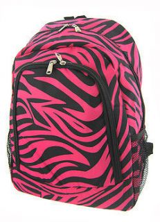 16.5 Hot Pink Zebra Print Backpack School Book Bag Dance Gym