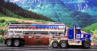   Chevron Peterbilt 359 Semi w Tanker Racing Rigs ho slot car Xtrac afx