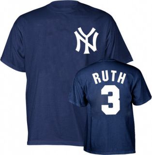 New York Yankees Babe Ruth YOUTH Name and Number Navy Jersey T Shirt