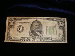   Dollar $50 Bill Federal Reserve Bank of new york Green Seal Note