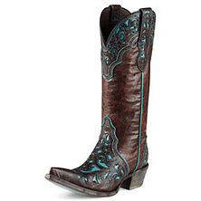 NIB Ladies Ariat Brown & Teal Presidio Cowboy Boots in Assorted Sizes