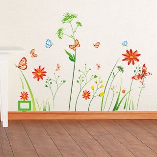   flower dandelion tree butterfly viny wall sticker decor removable
