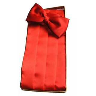   Tuxedo / Suit Brilliant Red Bow Tie and Cummerbund Set   Brand New