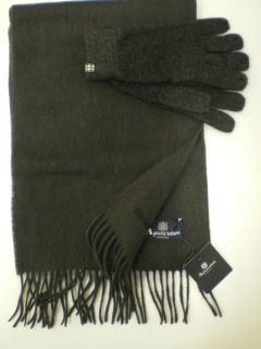 Aquascutum Cashmere & Lambswool Charcoal Grey Scarf & Gloves Box Set