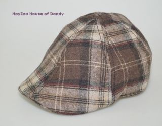 Mens Casual 6pannel Plaid Duck Bill Curved Ivy Drivers Hat Cap  M, L 