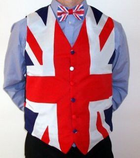 Union Jack Flag Waistcoat & Bow Tie   Last Night Proms / Olympics 