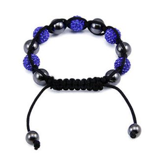 Blue Black Shamballa bracelets 5 Clay Crystal Beads 10 MM shambala 