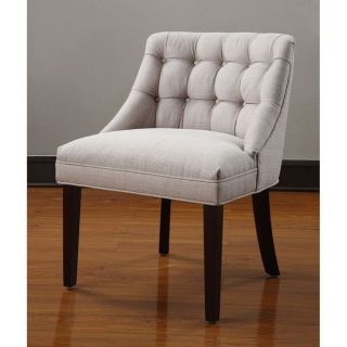 BEIGE CREAM COLOR TUFTED BACK FABRIC ACCENT CLASSIC STYLE CHAIR NEW