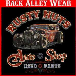 RUSTY NUTS AUTO SHOP HOT ROD T SHIRT CLASSIC CARS L 3XL