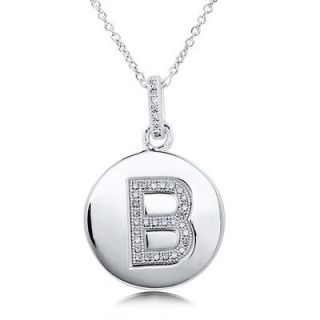 micro pave cubic zirconia sterling silver initial letter b pendant