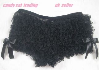  black frilly ruffle burlesque boyshorts/knickers/pants with cute bow