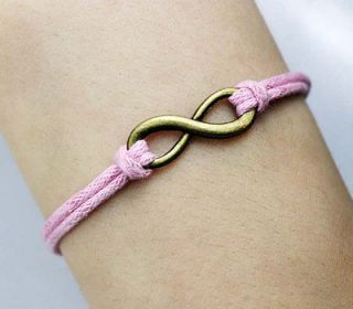 Karma antique karma bracelet, infinity wish wax cord pink bracelet