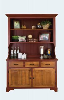 Amish Farmhouse Kitchen Hutch Dining Room Country Step Back Solid Wood 
