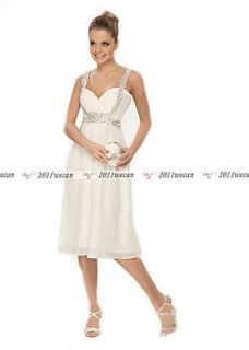 New Stock Knee Length Strap Short Casual Beach Wedding dresses US4.6.8 