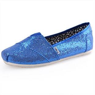 toms womens casual shoes, flats, color, blue Sequin, canvas size 7 8 
