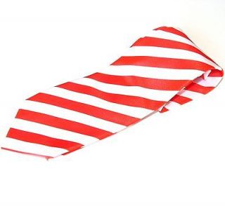Extra Long Tie   Bright Red and White Stripe Microfiber XL