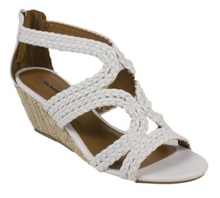 Elinor Classified Espadrille Low Wedge Strappy Braided Sandals White 