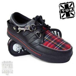 New TUK Womens Red Tartan Punk Creepers Sneaker/Traine​rs Sizes 3 