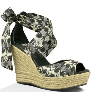 Womens Shoes UGG Lucianna Espadrille Wedge Platform Sandals Black 