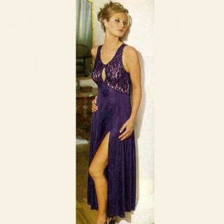 Plus Size Lingerie 1X 2X 3X 4X 5X Purple Long Lace Bodice Gown Side 