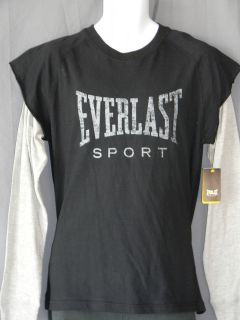 Everlast L/S Tee Shirt Mens Size Boxing Sport Gym Long Sleeve Black 