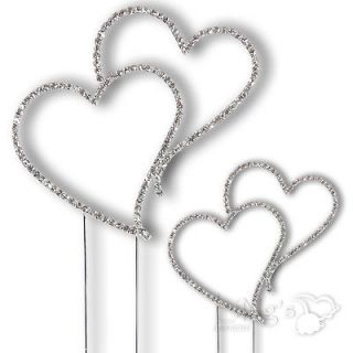 Monogram Silver Diamante Heart Wedding Cake Topper h03