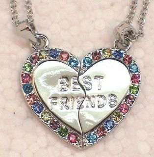 New Best Friends Silver Tone Multi Crystal Pendants & Necklaces