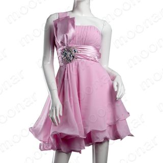 Pink Prom Gown Mini Short Bridesmaid Dress Evening Party Cocktail Plus 