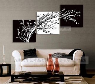 Modern Abstract Huge Wall Art Oil Painting On Canvasblack white TREE 