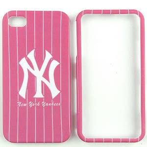 New York Yankees Pink Rubberized Cover Case For Apple iPhone 4 4S CDMA