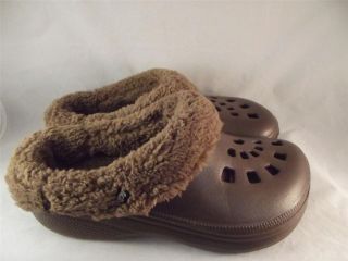 Dawgs Faux Fur Fleece Lined Doggers Clogs Shoes Womens Ladies Brown 