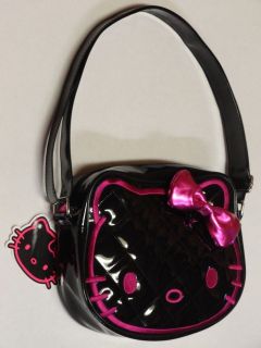   LOUNGEFLY~HELLO KITTY~HAND BAG~QUILTED~BLACK~PINK EMBROIDER~PURSE~NEW