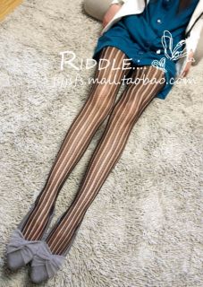 Lace Vertical Stripes Fishnet Tights Pantyhose y17 bla