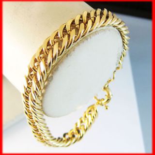   18K YELLOW GOLD GP SOLID OVERLAY FILLED WITH BRASS CUBAN LINK BRACELET